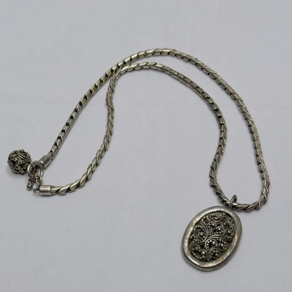 LOIS HILL DECORATIVE PENDANT NECKLACE Sterling Toggle 21" Thick Chain 2.6 oz - Picture 8 of 12